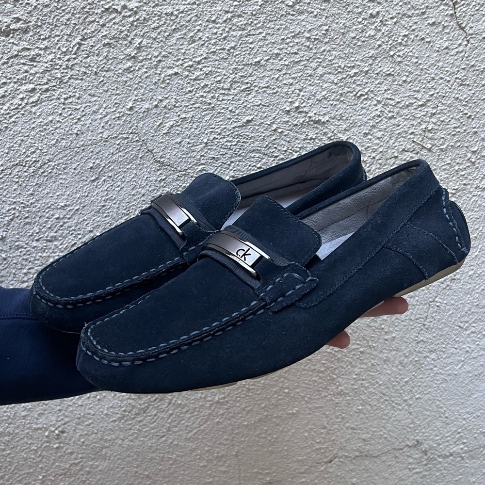 Calvin Klein Dark Blue Loafers with Silver Accents